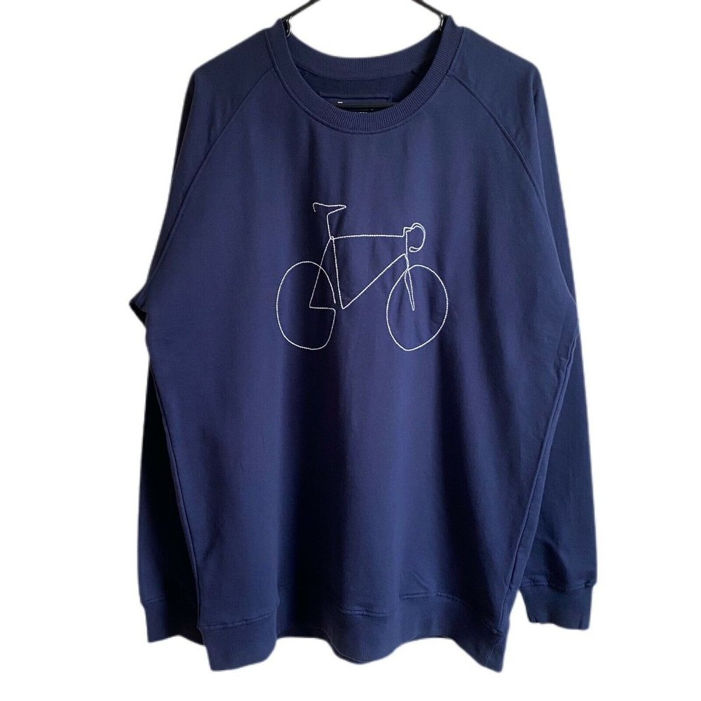 Dedicated Embrace Malmoe Bicycle Embroidered Sweatshirt Navy Organic Cotton Sz L